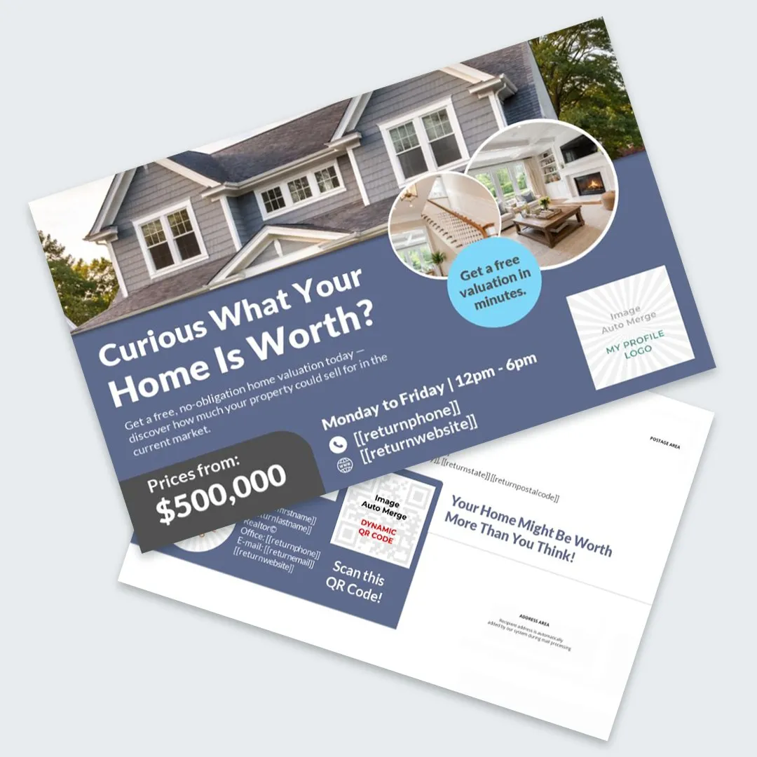 Curious What Your Home Is Worth?: Small and large postcard