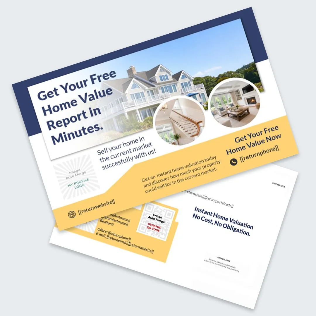 Home Value Report: Small and large postcard