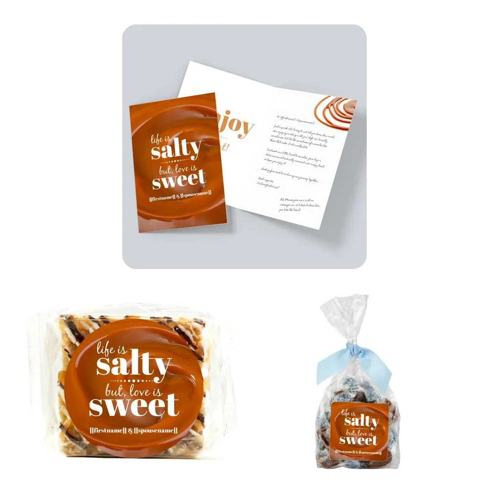Touch 2: Card, caramel crispy treat, and sea salt caramels, Month 1