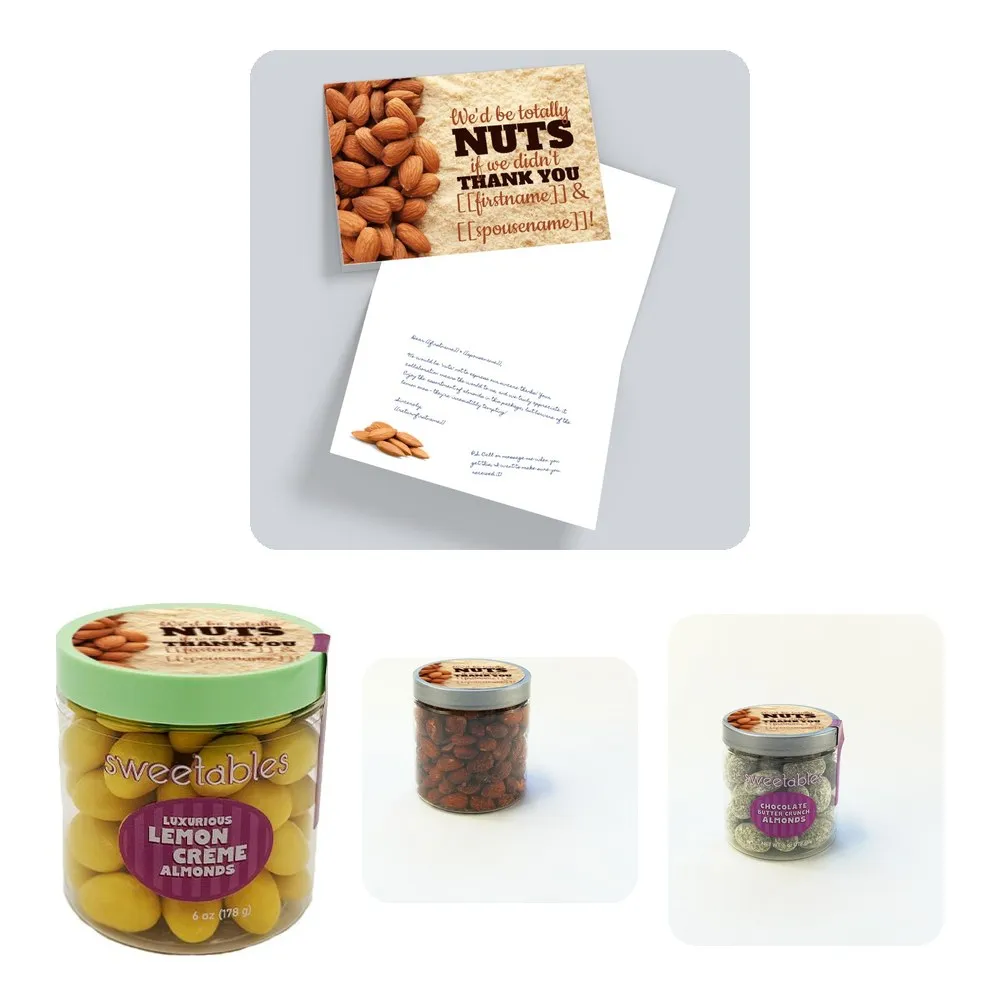 Touch 4: Card, lemon almonds, roasted salted almonds, and chocolate butter crunch almonds, Month 3